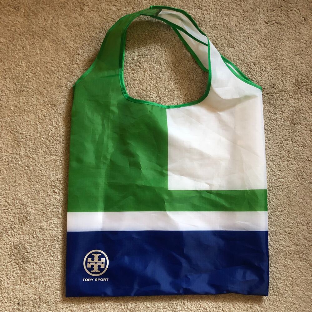 TORY SPORT Nylon Tote Bag Excellent condition Blue Green White Tory Burch